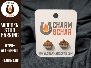Pie Wood Stud Earrings - Thanksgiving Fashion Earring